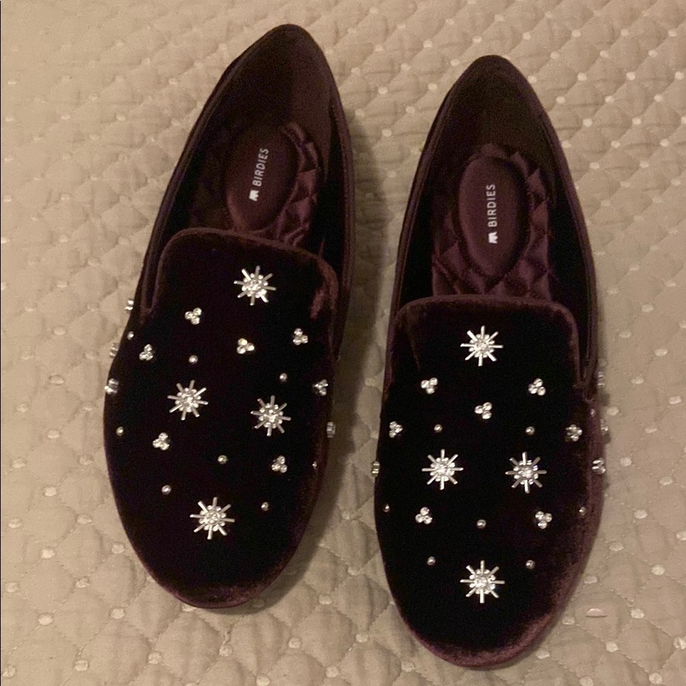 Birdies Flats the Starling Maroon Velvet size 11